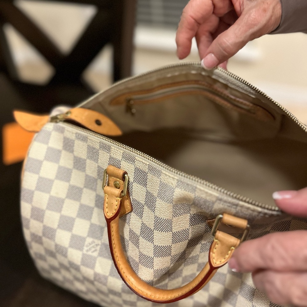 Louis Vuitton Beige and Tan Checkered Speedy 35
